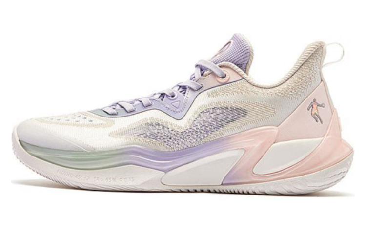 QIAODAN Wind Blade 4 Cushioning Support Abrasion Resistant Slip Resistant Low top Basketball Shoes Men’s White Purple