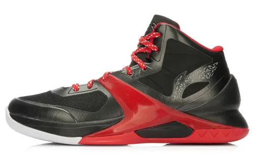 LiNing Li Ning Sixth Man Wade fabric TPU professional game shock-absorbing, non-slip, wear-resistant, breathable, wrapped support, high-top basketball shoes, same style for men and women, black and red