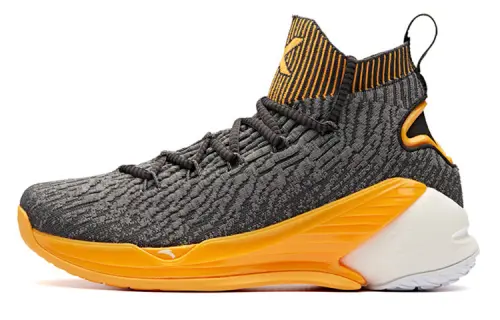 Anta Anta KT4 Klay Thompson 4th Generation Still Water Deep Sailors City Jersey Color Blocking High Top Practical Basketball Shoes Men's Gray Yellow