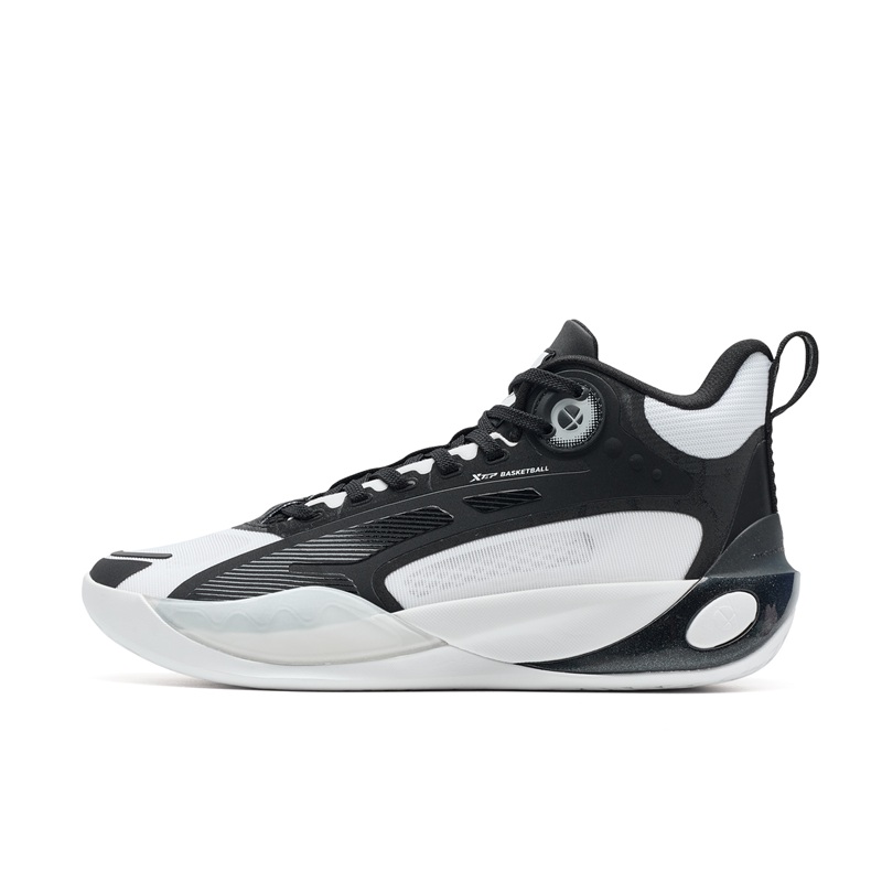 XTEP Abrasion Resistant Anti Rollover Slip Resistant Low top Basketball Shoes Men’s Black White