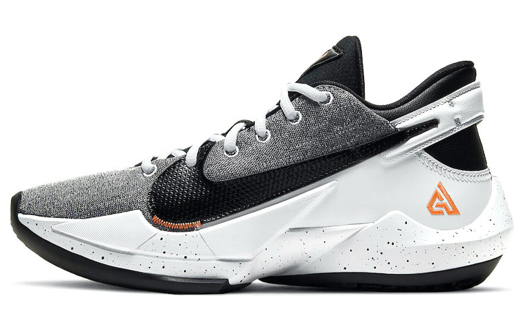 Nike Freak 2 Zoom denim denim denim fabric synthetic leather TPU shock-absorbing, anti-slip wear-resistant wrapping support Low top Practical basketball shoes Men's white and black Foreign version