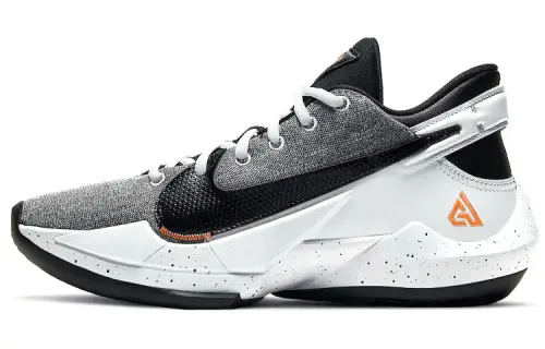 Nike Freak 2 Zoom denim denim denim fabric synthetic leather TPU shock-absorbing, anti-slip wear-resistant wrapping support Low top Practical basketball shoes Men's white and black Foreign version