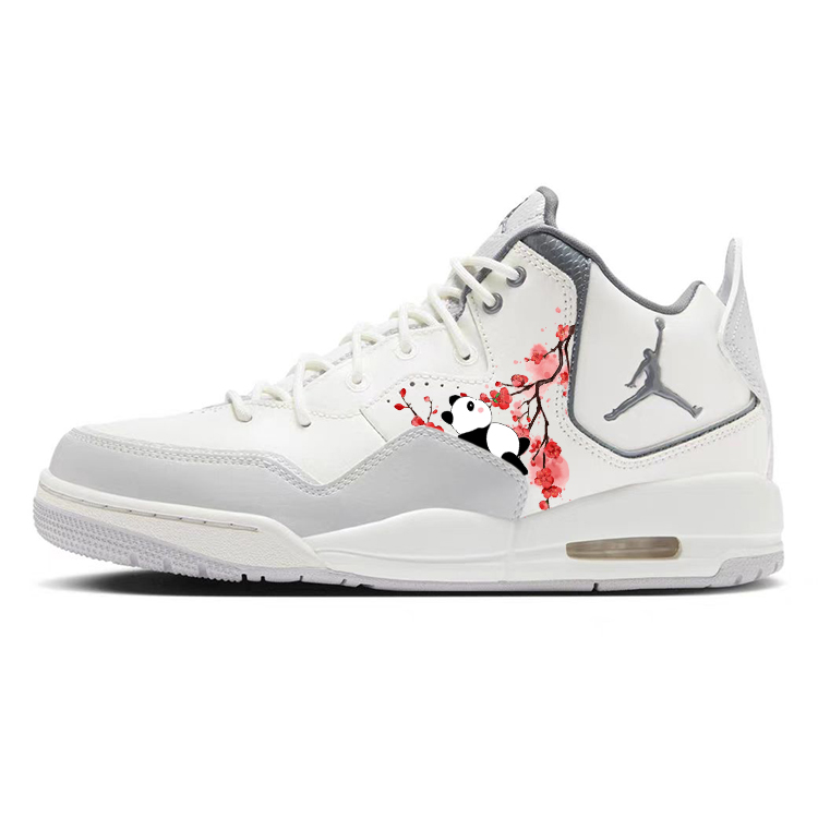 Jordan Courtside 23 Abrasion Resistant Slip Resistant Mid top Vintage Basketball Shoes Men’s Gray White