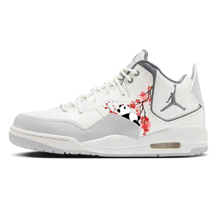 Jordan Courtside 23 Abrasion Resistant Slip Resistant Mid top Vintage Basketball Shoes Men's Gray White