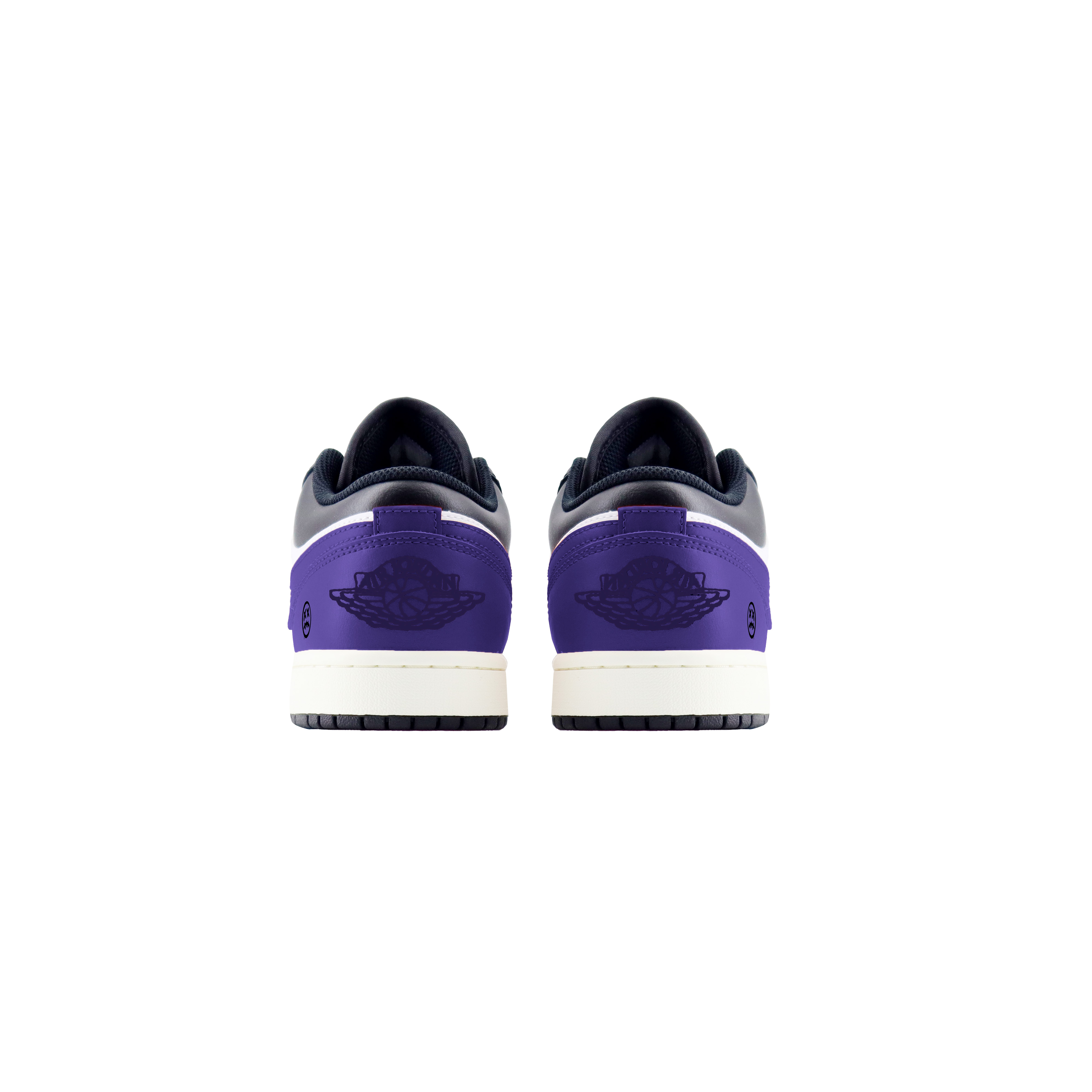 Jordan Air Jordan 1 Purple Aura Colorway Abrasion Resistant Low top Vintage Basketball Shoes Unisex Black Purple