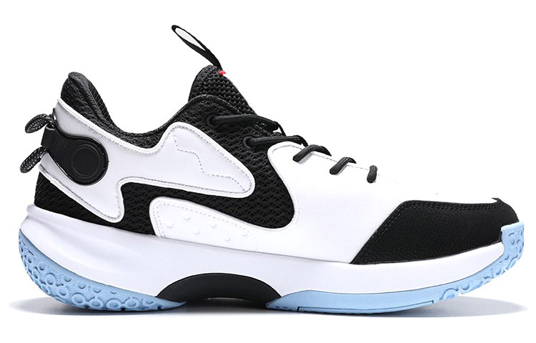 PEAK Leather Cushioning Slip Resistant Abrasion Resistant Lightweight Low top Basketball Shoes Men’s Black White