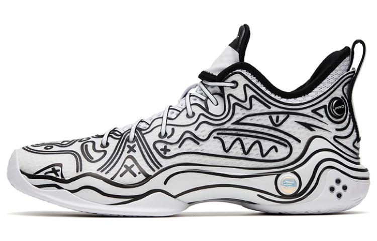 Anta Shock Wave 4 Pro Anime Leather Cushioning Slip Resistant Abrasion Resistant Mid top Basketball Shoes Men's