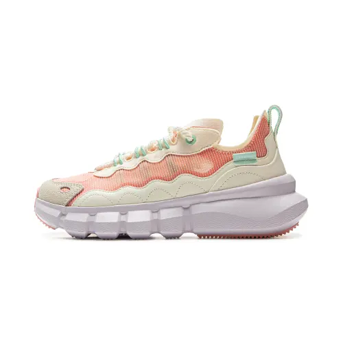 Li Ning Slip Resistant Abrasion Resistant Low top Basketball Shoes Women's Beige Orange