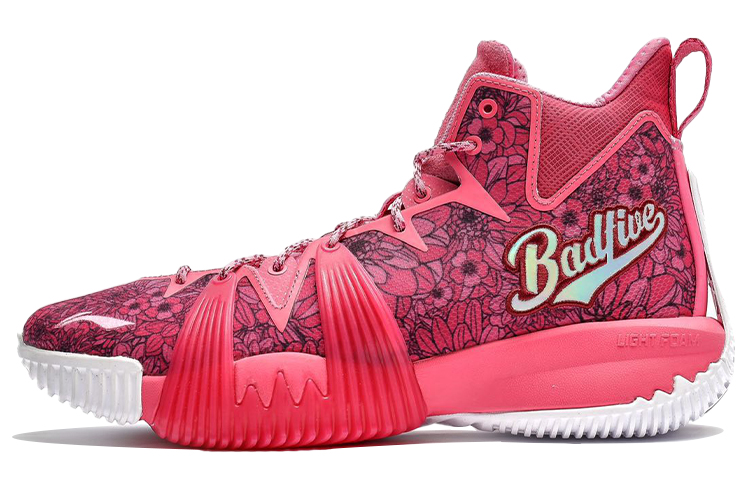 Li Ning Badfive 1 Badfive Slip Resistant Cushioning Abrasion Resistant High top Basketball Shoes Men’s Pink
