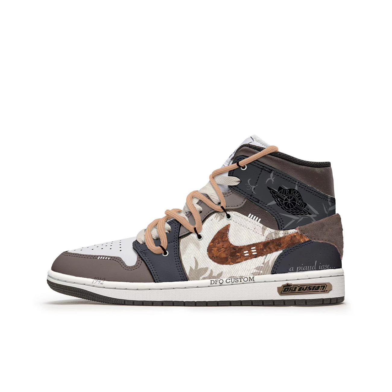 Jordan Air Jordan 1 ADCDAVINCI Custom, Wild Abrasion Resistant Breathable Mid top Vintage Basketball Shoes Men's