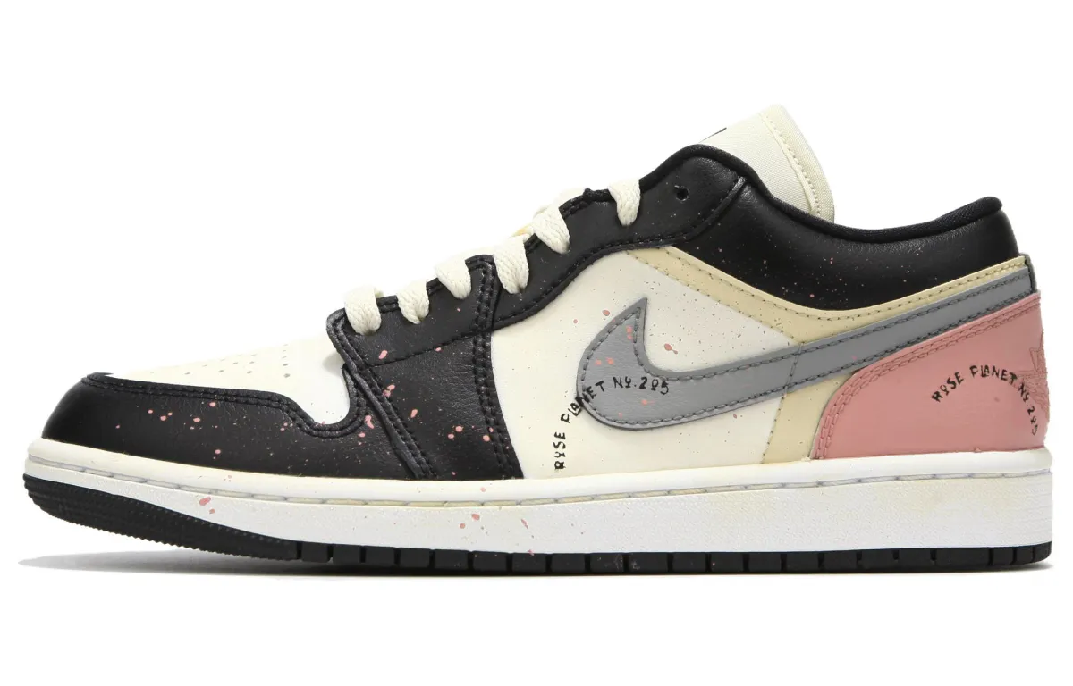 Jordan Air Jordan 1 Low Slip Resistant Abrasion Resistant Low top Vintage Basketball Shoes Women's Black Pink
