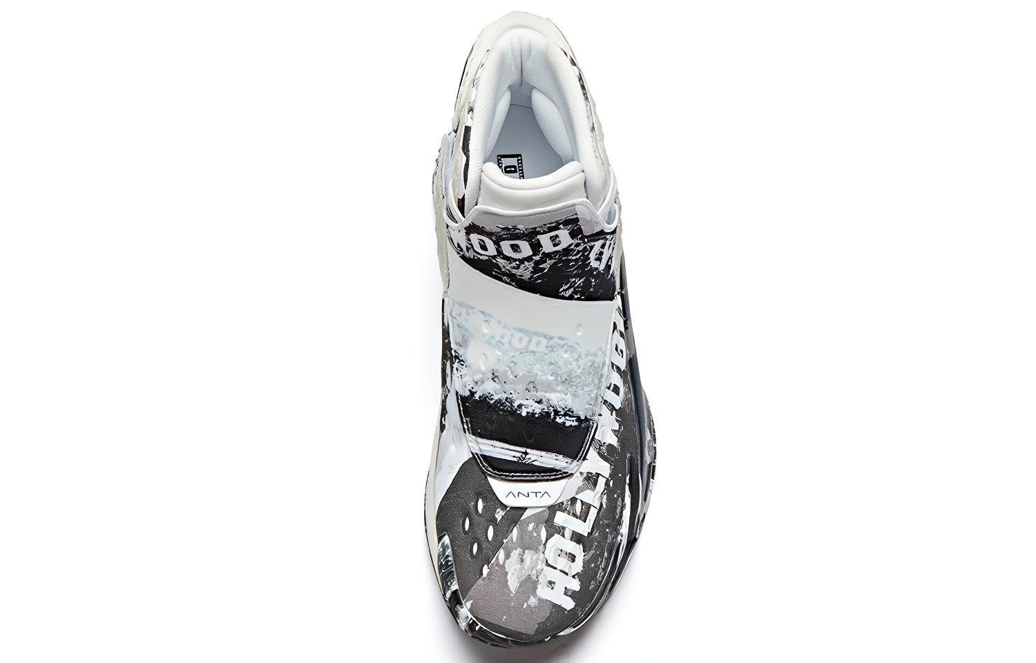 Anta KT5 Leather Cushioning Slip Resistant Abrasion Resistant High top Basketball Shoes Men’s Black White