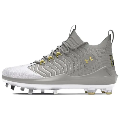 Under Armour Harper Slip Resistant Abrasion Resistant Mid top Baseball Shoes Men's Gray Silver