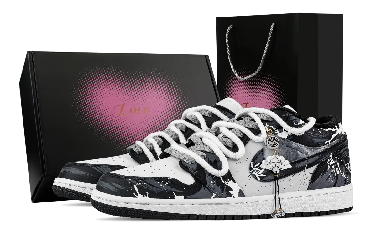 Jordan Air Jordan 1 Gentle Breeze Caresses The Surface. Abrasion Resistant Low top Vintage Basketball Shoes Unisex
