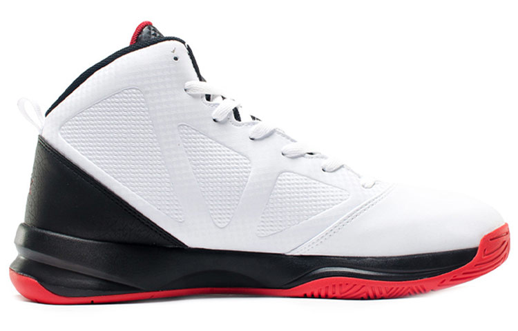 PEAK Fabric Cushioning Slip Resistant Abrasion Resistant Breathable Mid top Basketball Shoes Men’s White Red