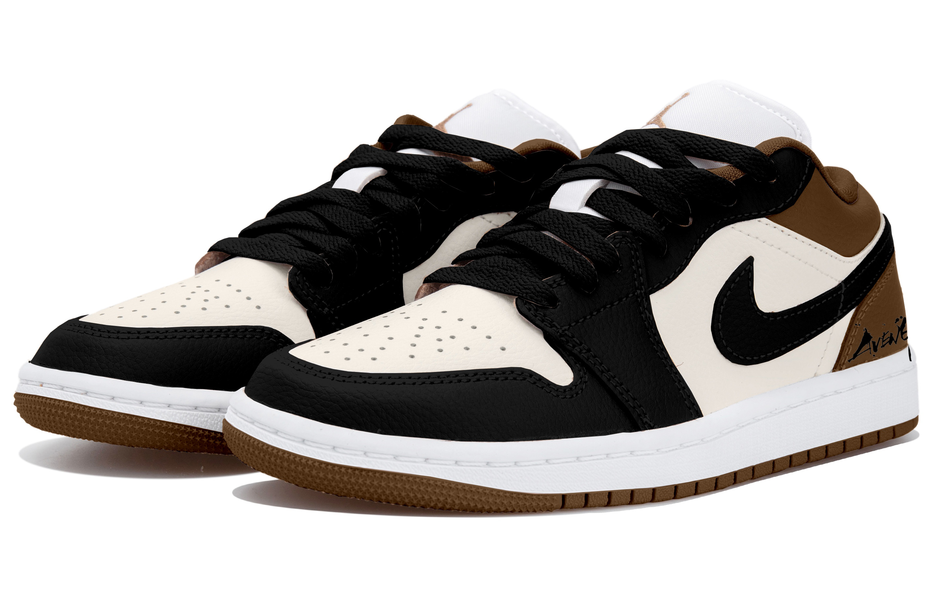 Jordan Air Jordan 1 Slip Resistant Abrasion Resistant Low top Vintage Basketball Shoes Women’s Beige Black Beige