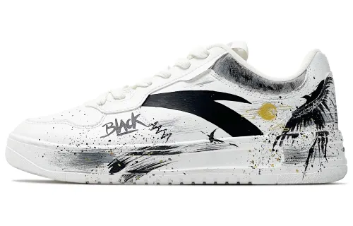 Anta Life Collection Slip Resistant Cushioning Low top Skateboard Shoes Men's Black White Gold