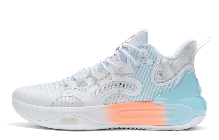 XTEP Basketball Shoes Men’s Low Top New White/Light Azure Blue