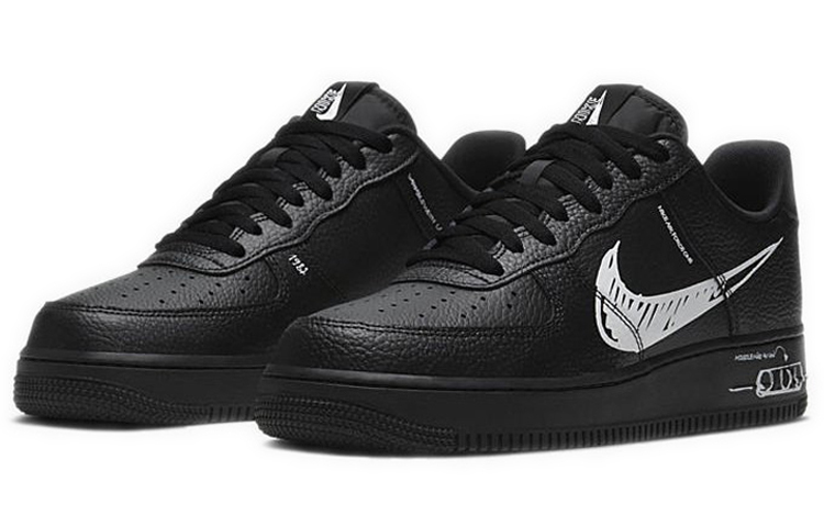 Мужские кеды Nike Air Force 1 "Sketch Pack" (черно-белые) — Чёрныйбелый — фото 3