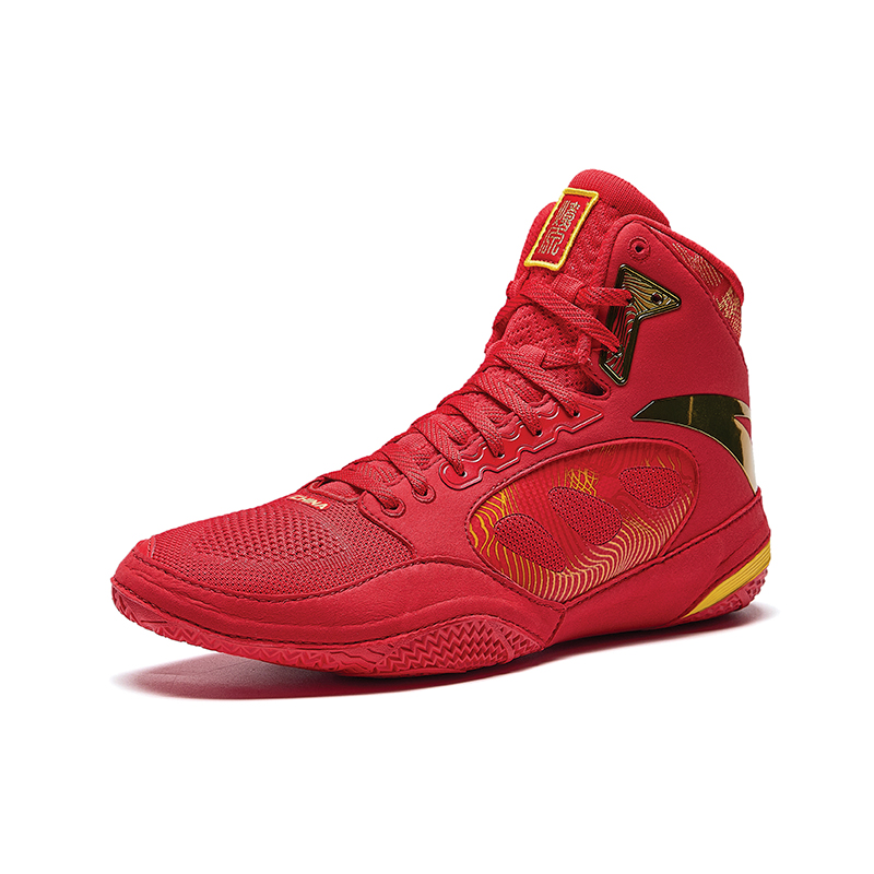 Anta Slip Resistant Abrasion Resistant High top Training Shoes Men’s Red Gold