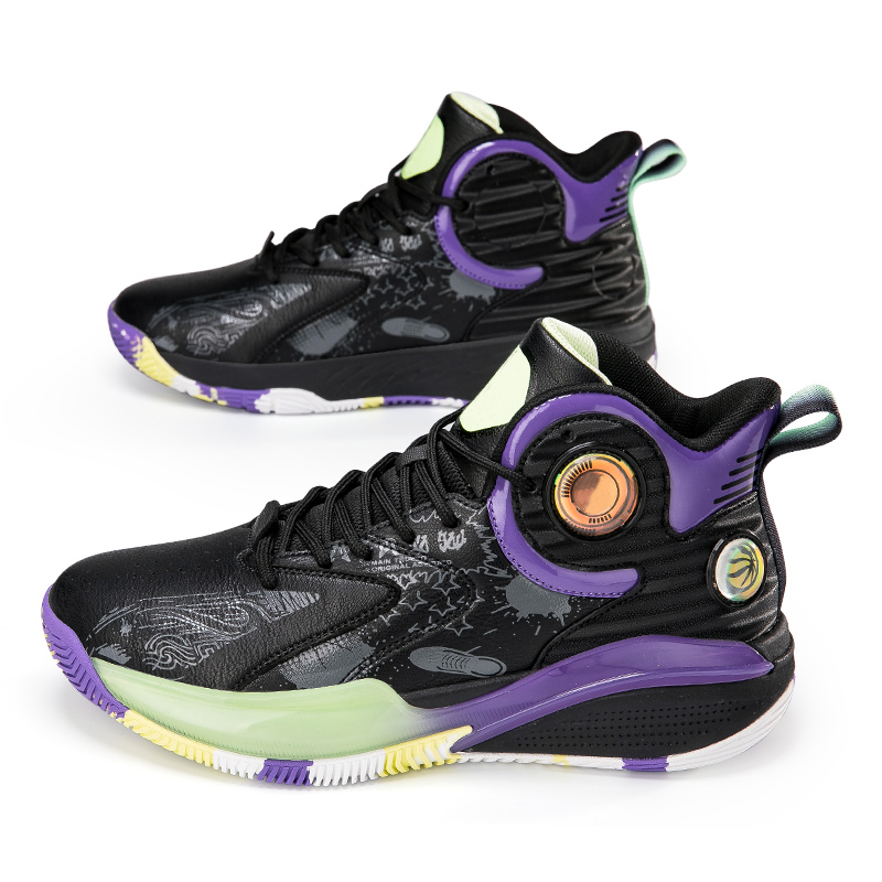 ANDEZHANMUSI Basketball Shoes Unisex High Top Black Purple/White Black Green/White Black Orange