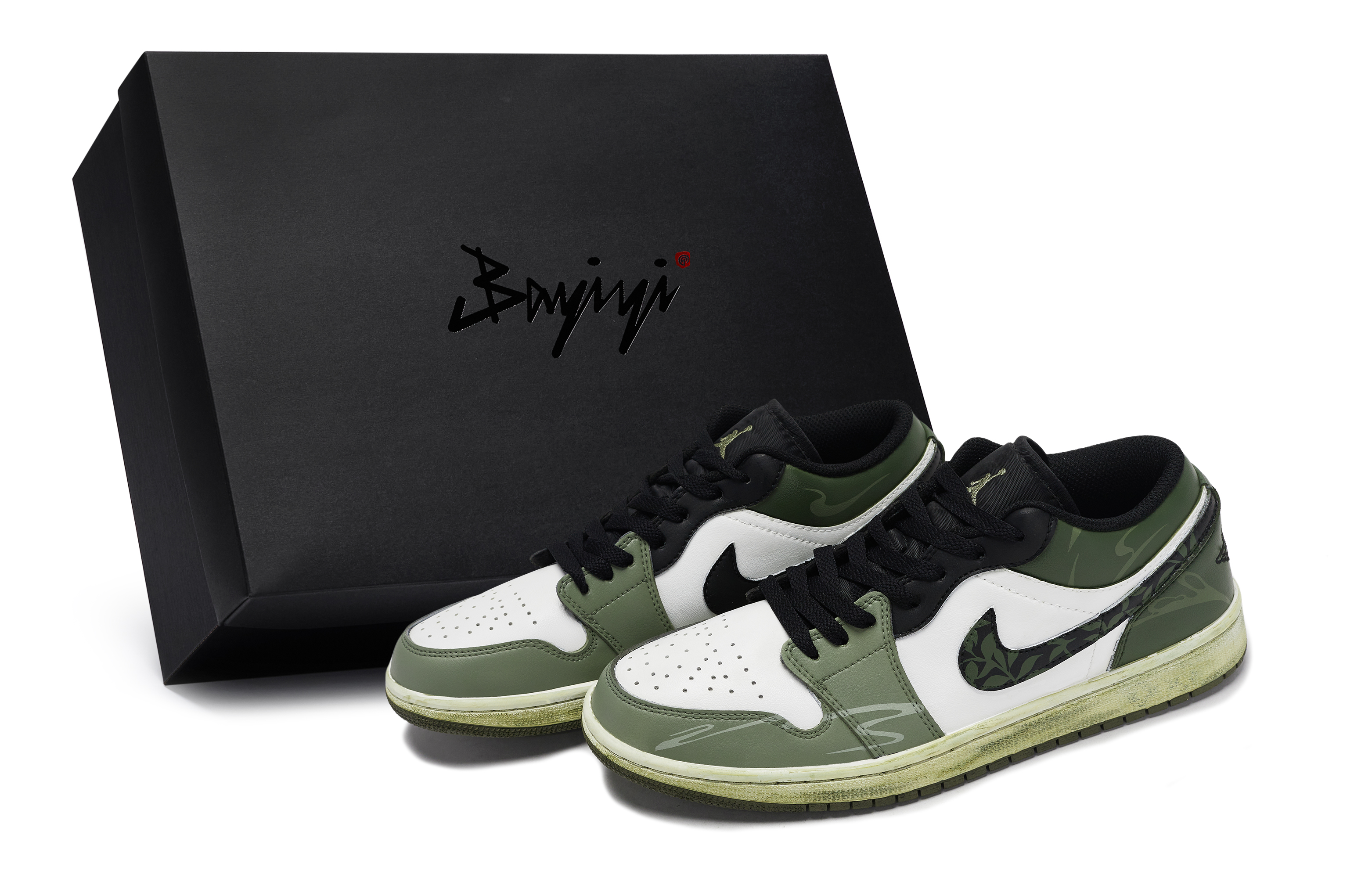 Jordan Air Jordan 1 Longjing, Special Shoe Box Abrasion Resistant Low top Vintage Basketball Shoes Unisex