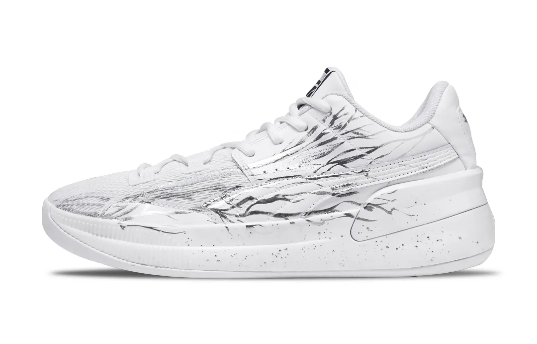 PUMA Clyde Hardwood Abrasion Resistant Low top Basketball Shoes Unisex Silver