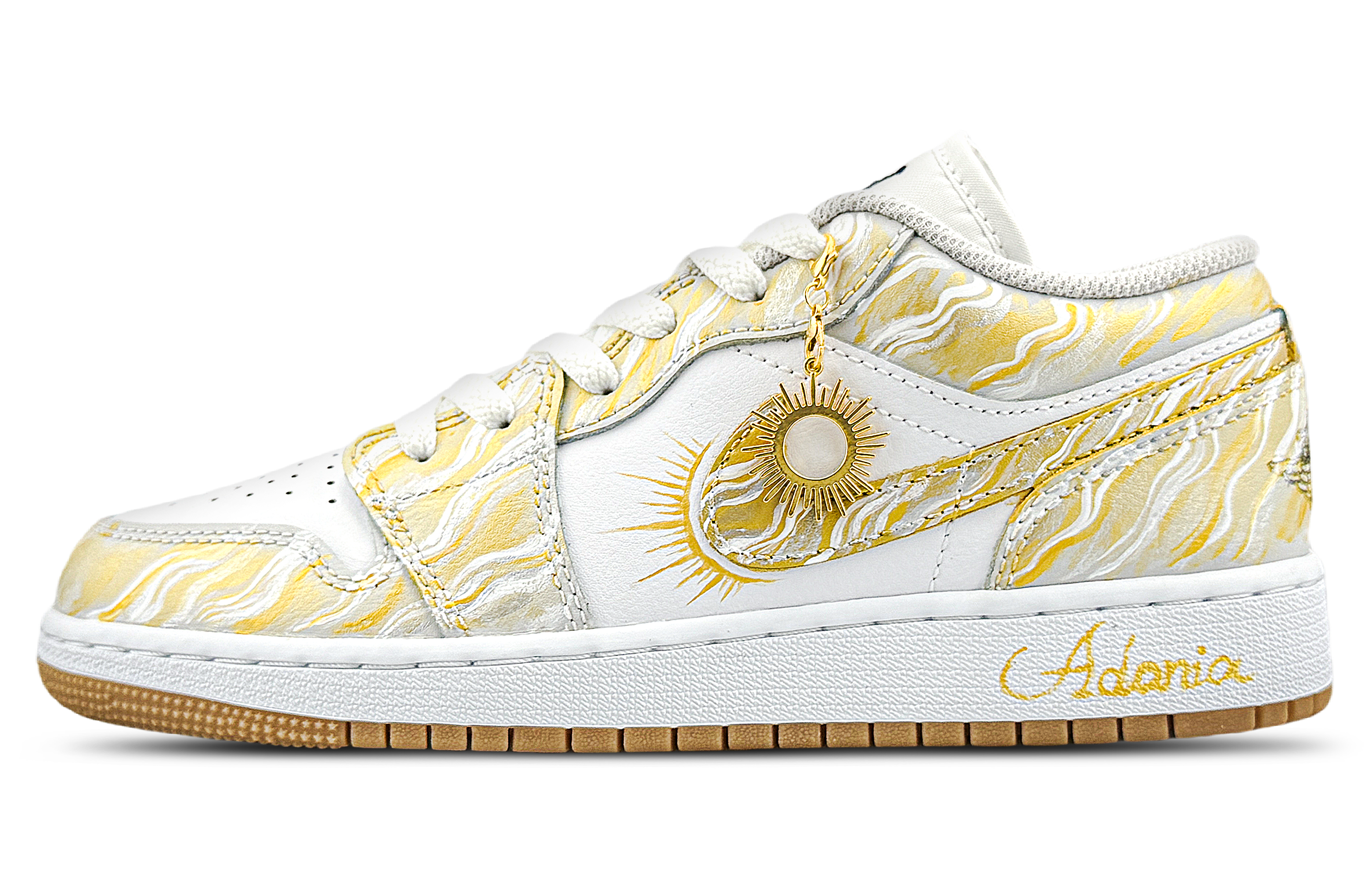 Jordan Air Jordan 1 Abrasion Resistant Low top Vintage Basketball Shoes Unisex Gold