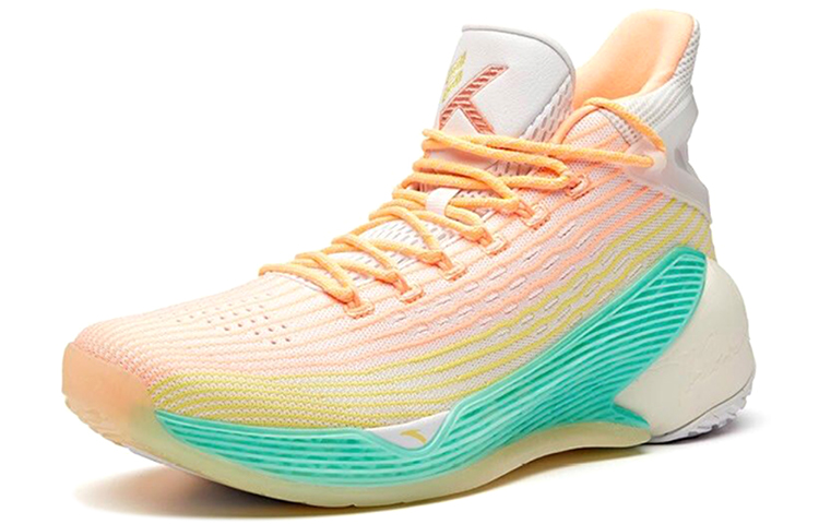 Anta KT4 Klay, Thompson Playoffs Deep Water Flow High top Basketball Shoes Men’s White Red Yellow Green