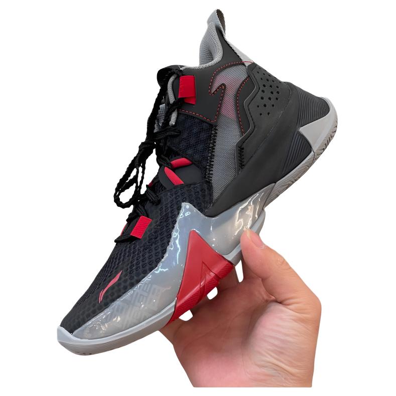 Li Ning Basketball Collection Cushioning Abrasion Resistant Mid top Basketball Shoes Men’s Black Red