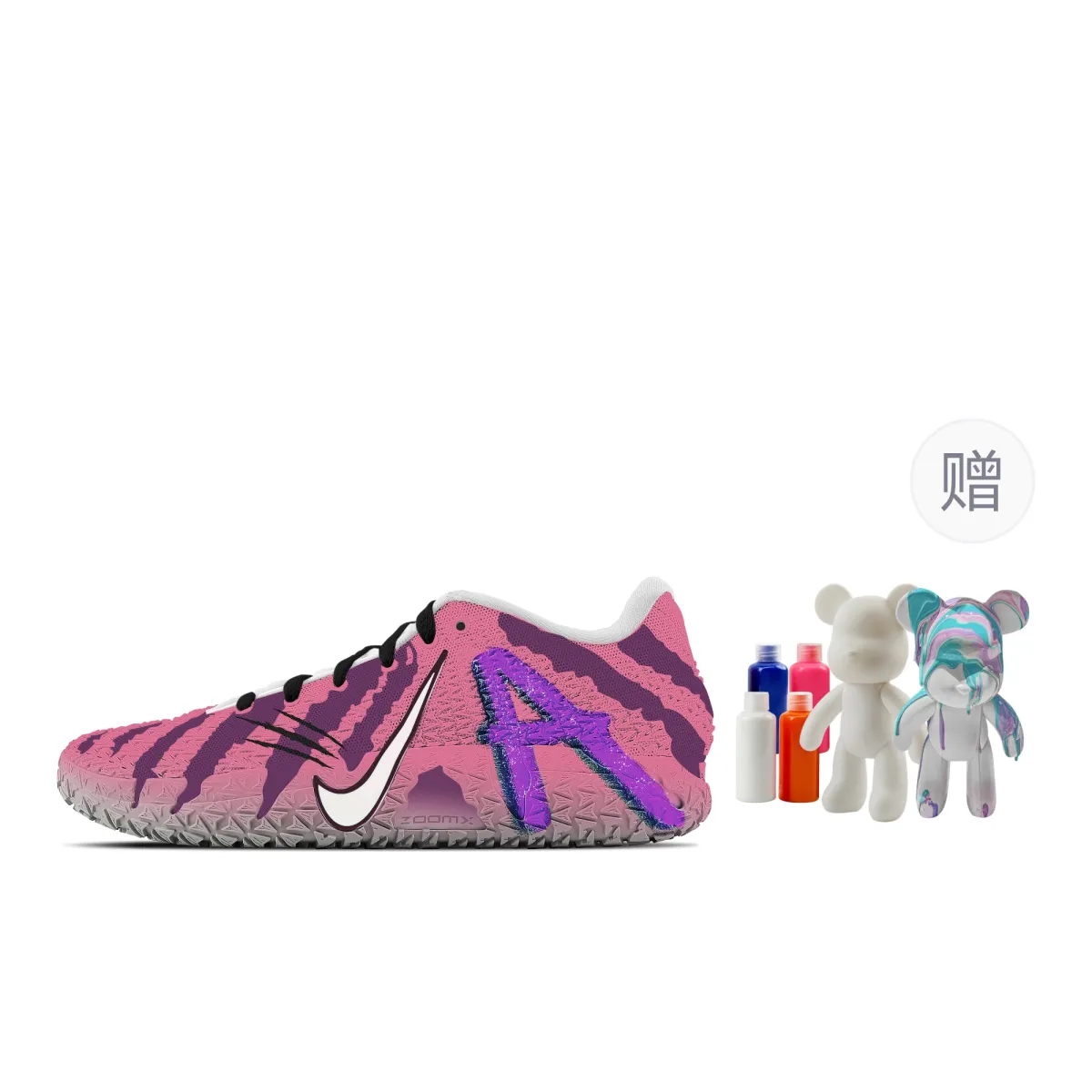 Nike Ja Morant 3 Gengar, Fluid Bear Abrasion Resistant Low top Basketball Shoes Unisex Pink Purple