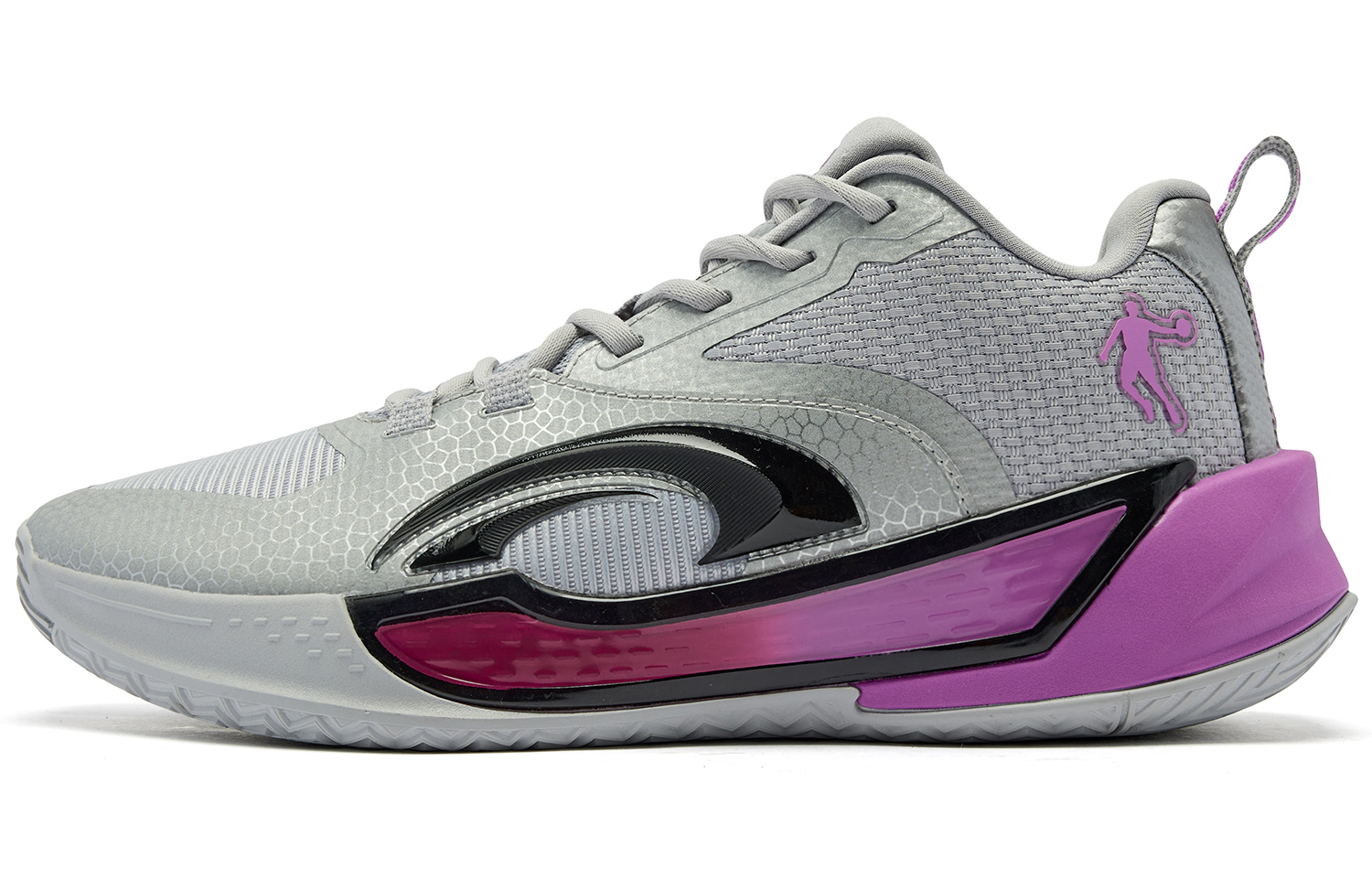 QIAODAN Halberd 7TEAM Cushioning Slip Resistant Abrasion Resistant Low top Basketball Shoes Men’s Gray Purple