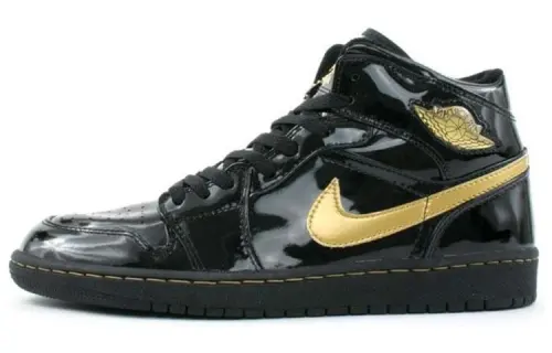 Jordan Air Jordan 1 Retro Black Metallic Gold patent leather non-slip mid-top retro basketball shoes men's black gold 2003