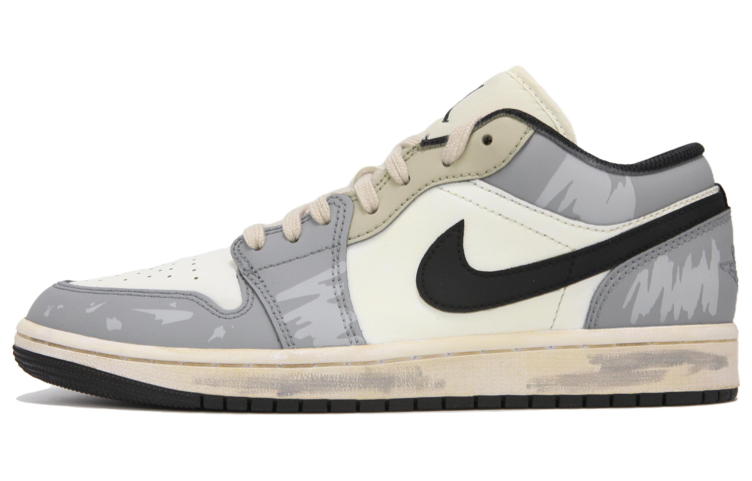 Jordan Air Jordan 1 Abrasion Resistant Low top Vintage Basketball Shoes Men’s Gray