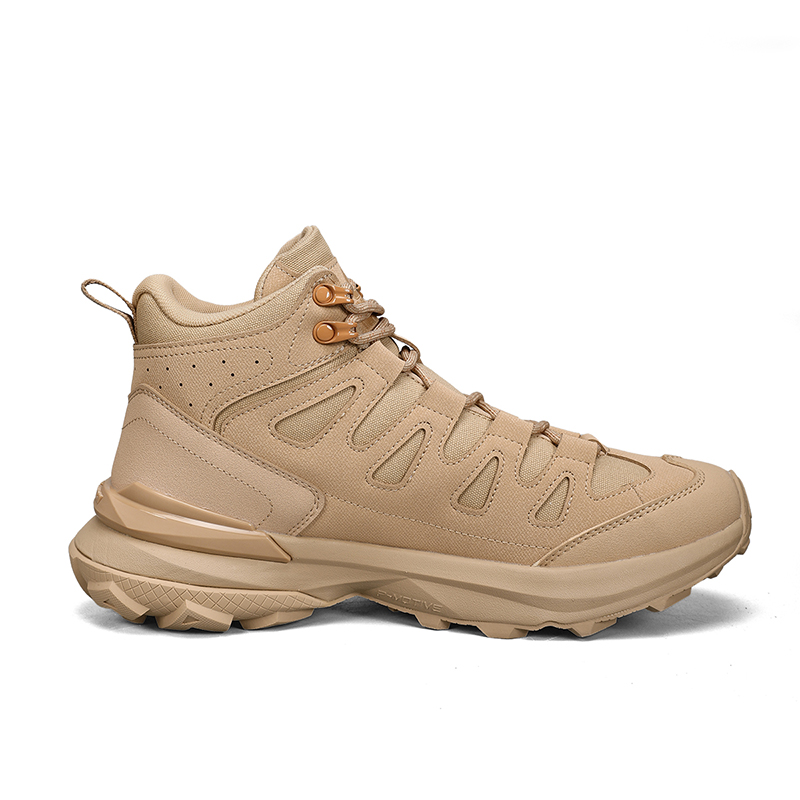 PEAK Cushioning Slip Resistant Abrasion Resistant High top Mountaineering Shoes Men’s Mud And Sand Yellow