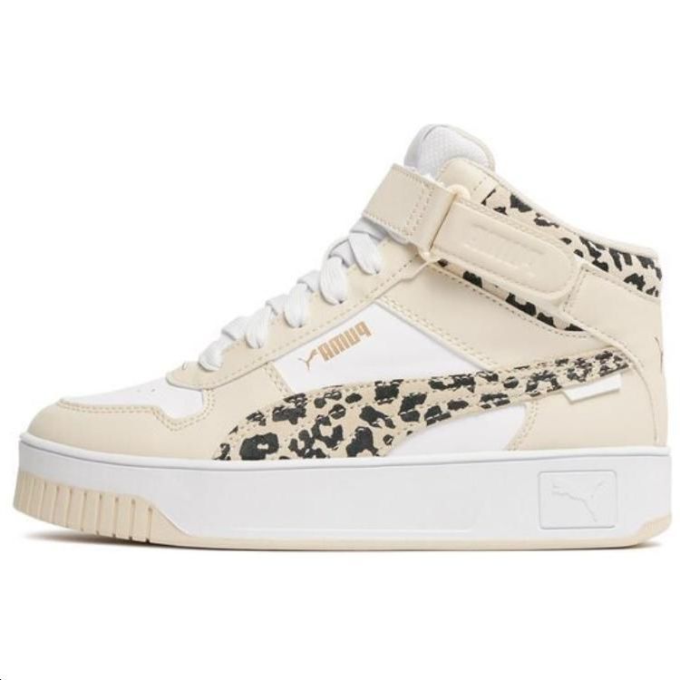 PUMA Carina Street Mid Comfortable High top Skateboard Shoes Women's White Yellow