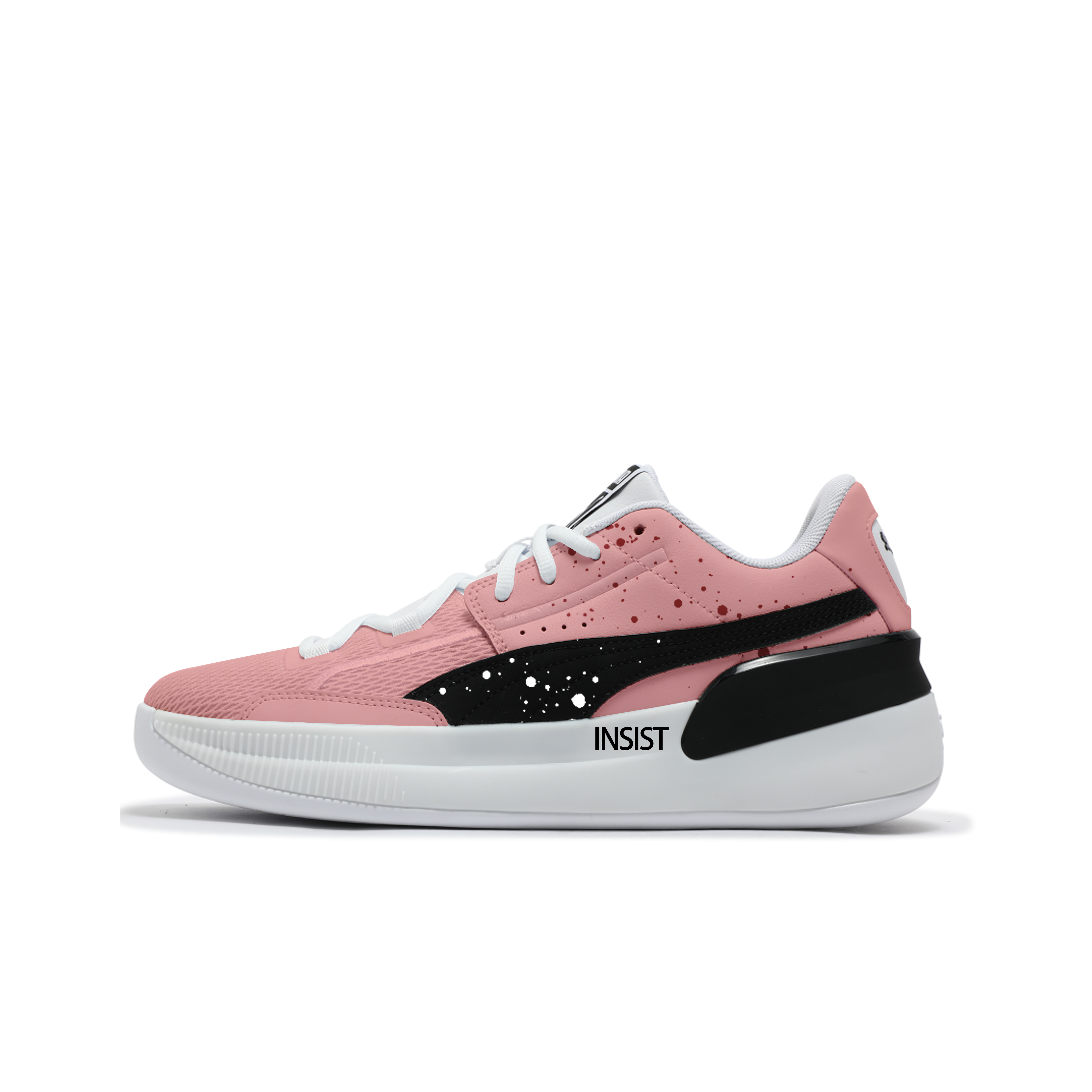 PUMA Clyde Hardwood Team Abrasion Resistant Low top Basketball Shoes Unisex Pink