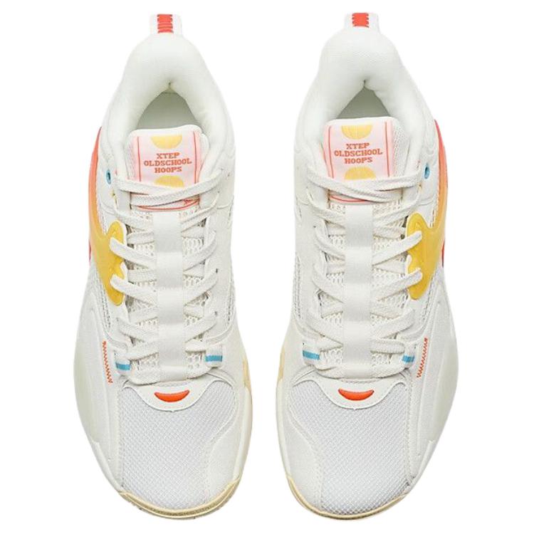 XTEP Cushioning Slip Resistant Lightweight Mid top Basketball Shoes Men’s Sail White