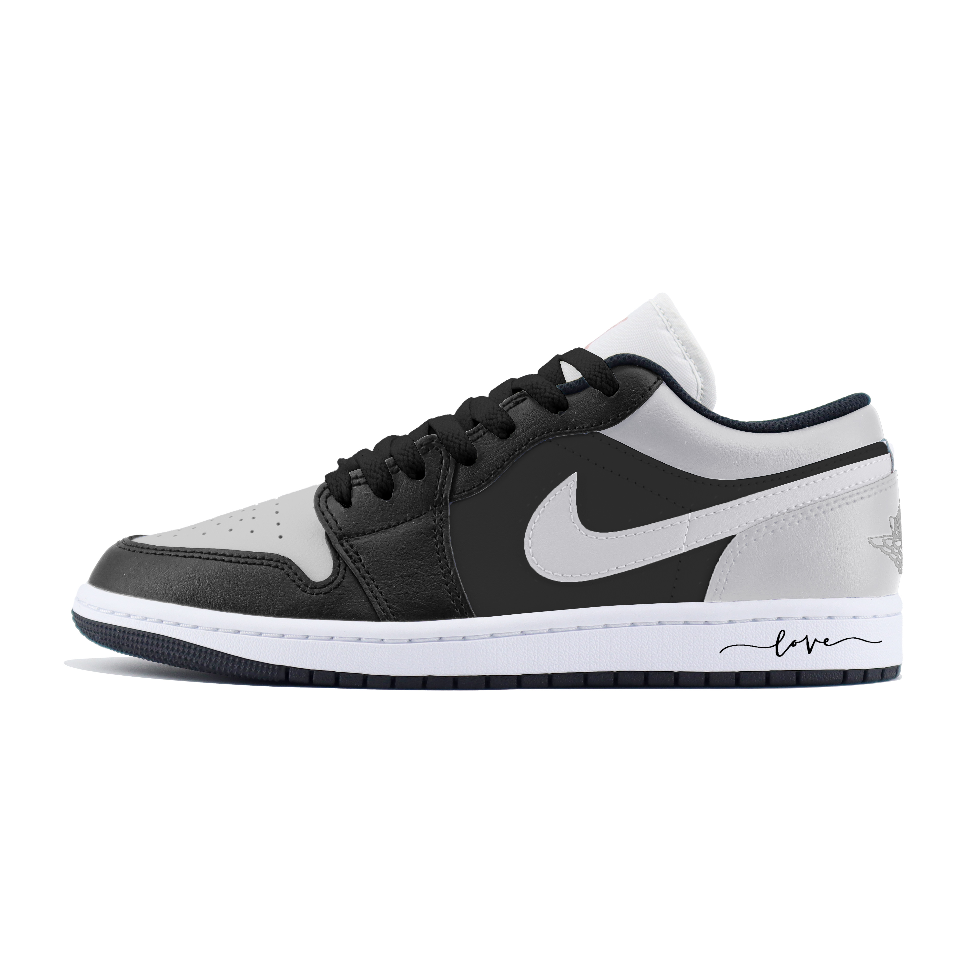 Jordan Air Jordan 1 LOW Love2 Abrasion Resistant Low top Vintage Basketball Shoes Unisex Black Gray