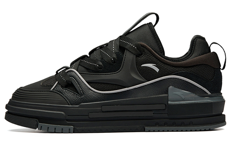 Anta Bump Puffy Shoes Abrasion Resistant Slip Resistant Low top Skateboard Shoes Men's Black
