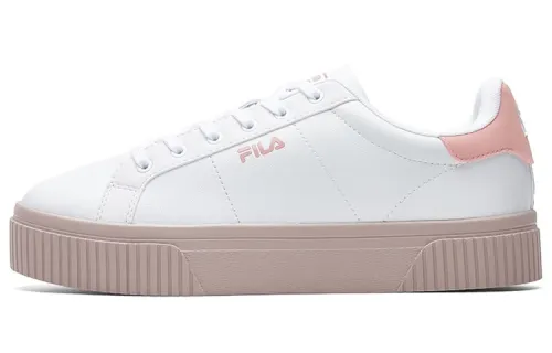 FILA FUSION Court Deluxe Synthetic Leather Versatile Abrasion Resistant Low top Skateboard Shoes Women's White Pink