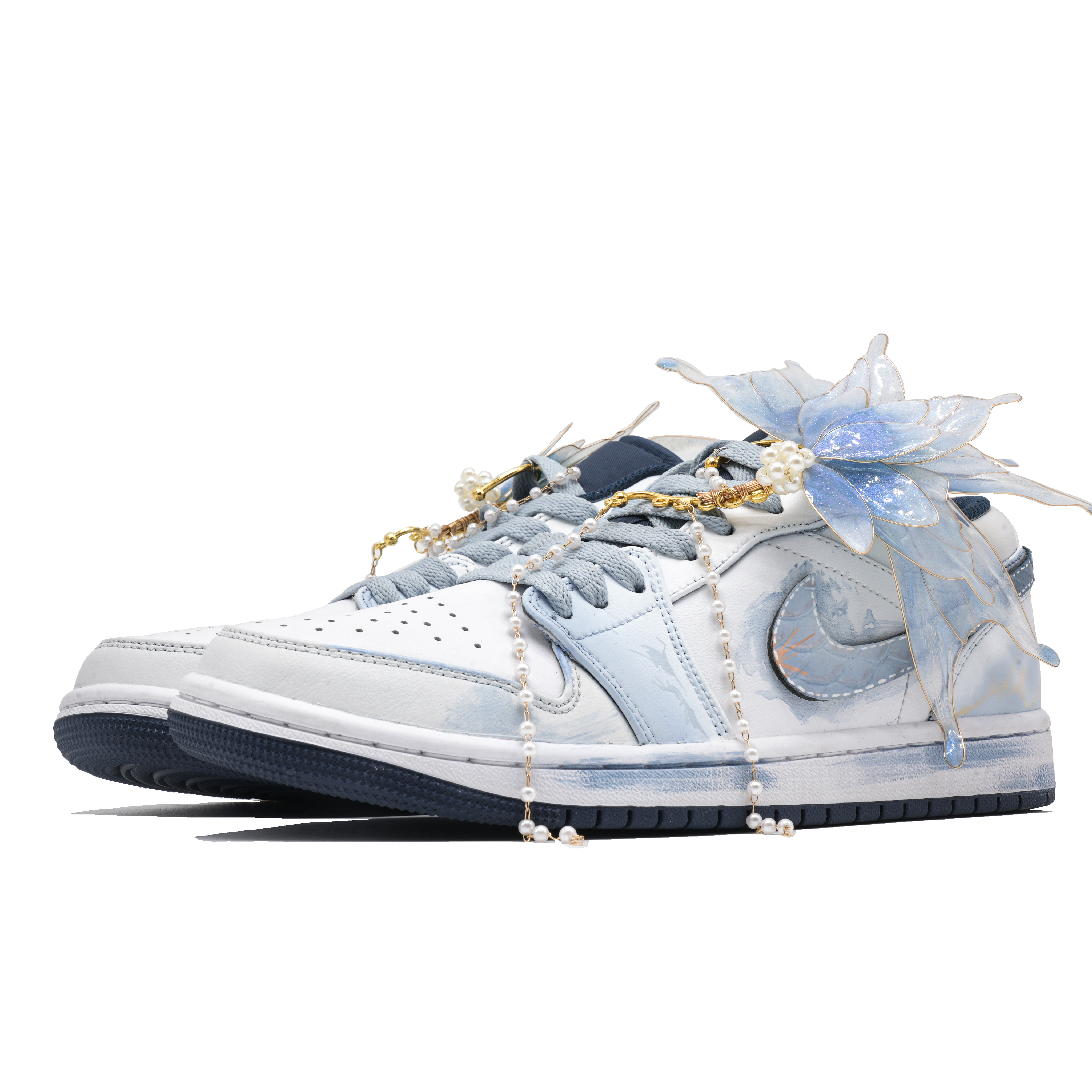 Jordan Air Jordan 1 Low top Vintage Basketball Shoes Unisex Ice Blue
