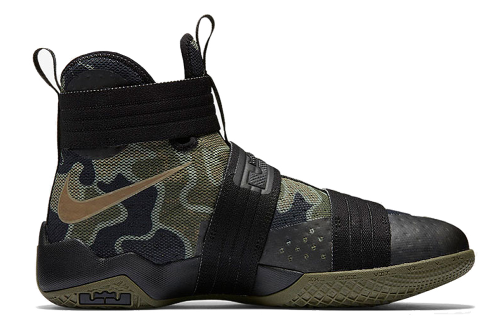 Мужские кроссовки Nike LeBron Zoom Soldier 10 SFG "Camo" (зеленые с черным) — Зелёный / чёрный — фото 2