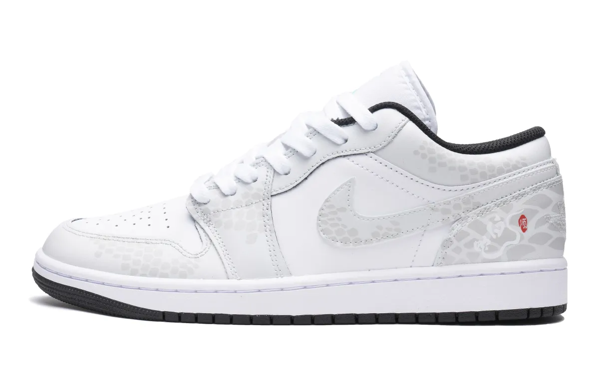 Jordan Air Jordan 1 Slip Resistant Abrasion Resistant Low top Vintage Basketball Shoes Men's Gray White