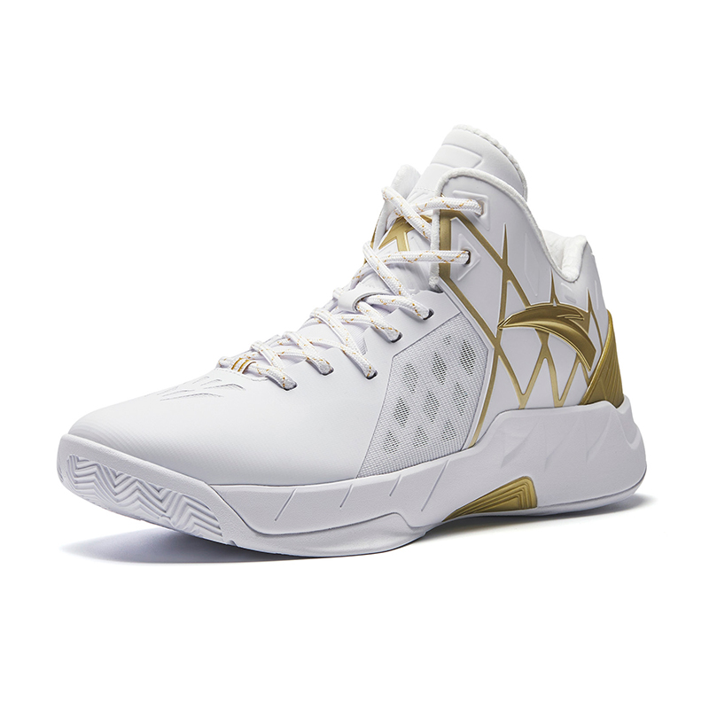 CHAOJIANTA Cushioning Rebound Mid top Basketball Shoes Men’s White Gold