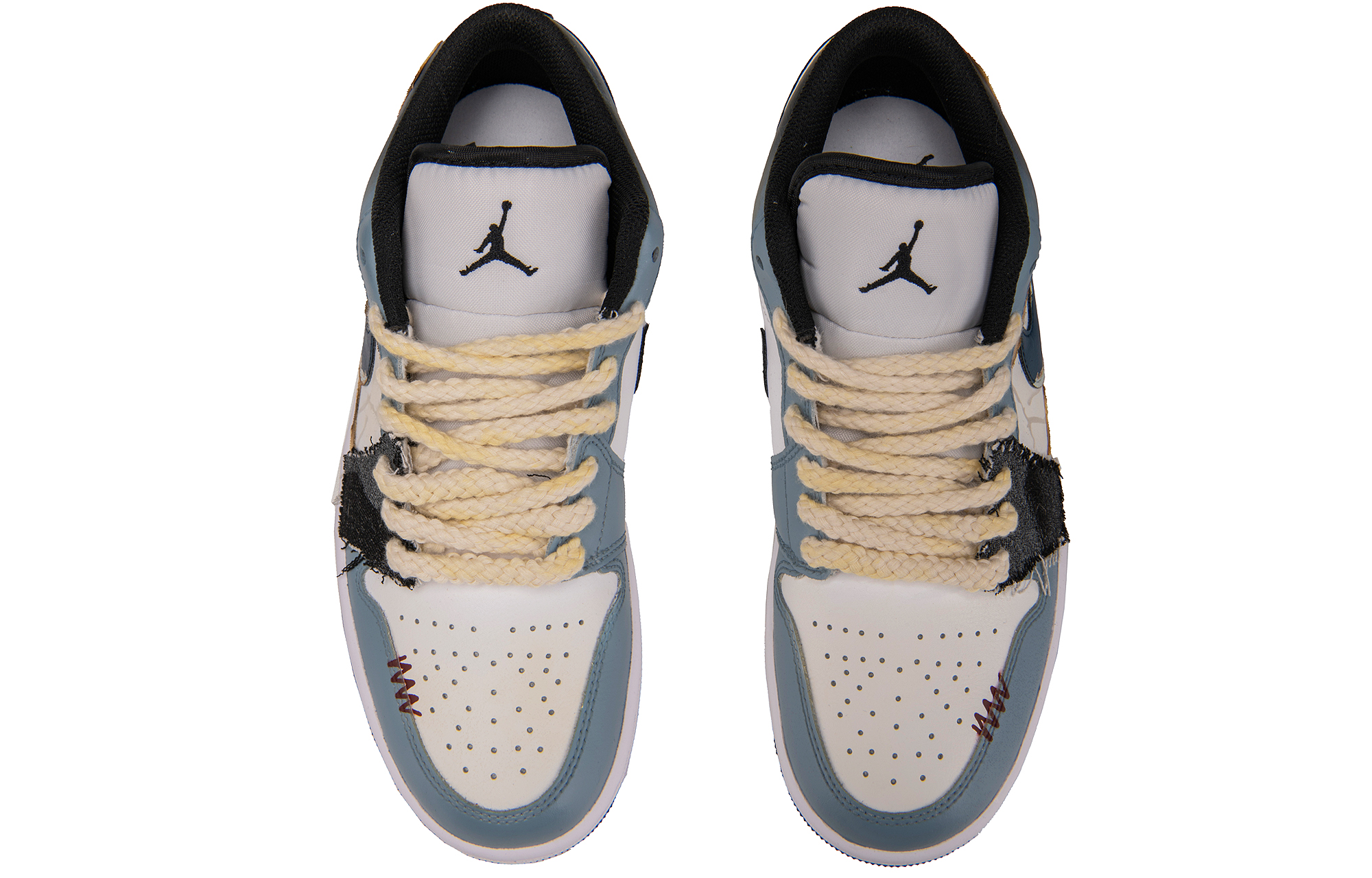 Jordan 1 Cushioning Slip Resistant Low top Vintage Basketball Shoes Men’s Blue Gray White