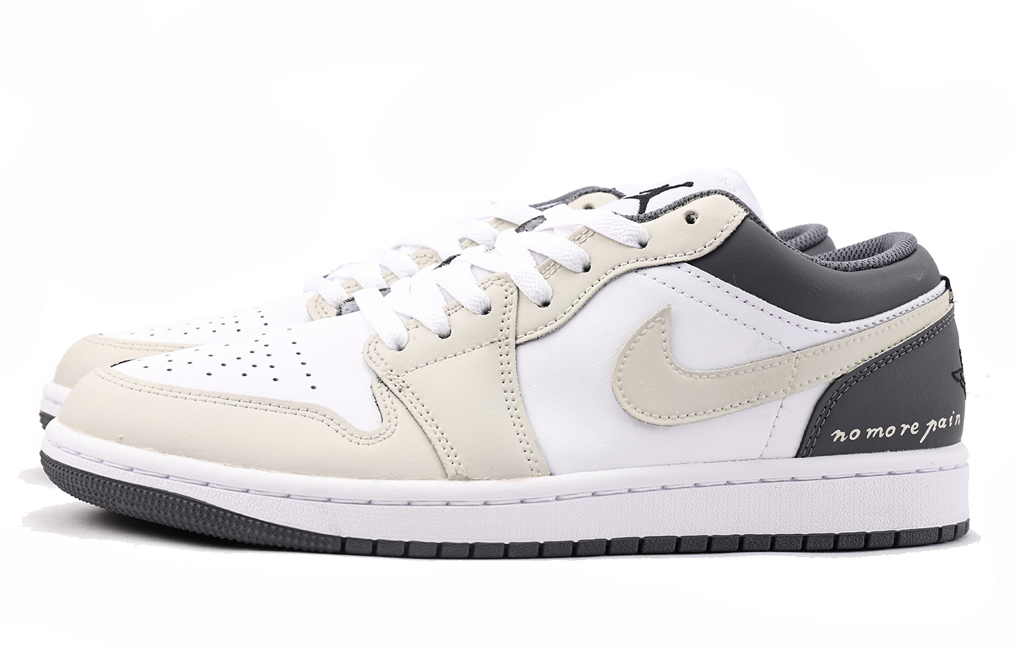 Jordan Air Jordan 1 Slip Resistant Abrasion Resistant Low top Vintage Basketball Shoes Unisex Black Gray