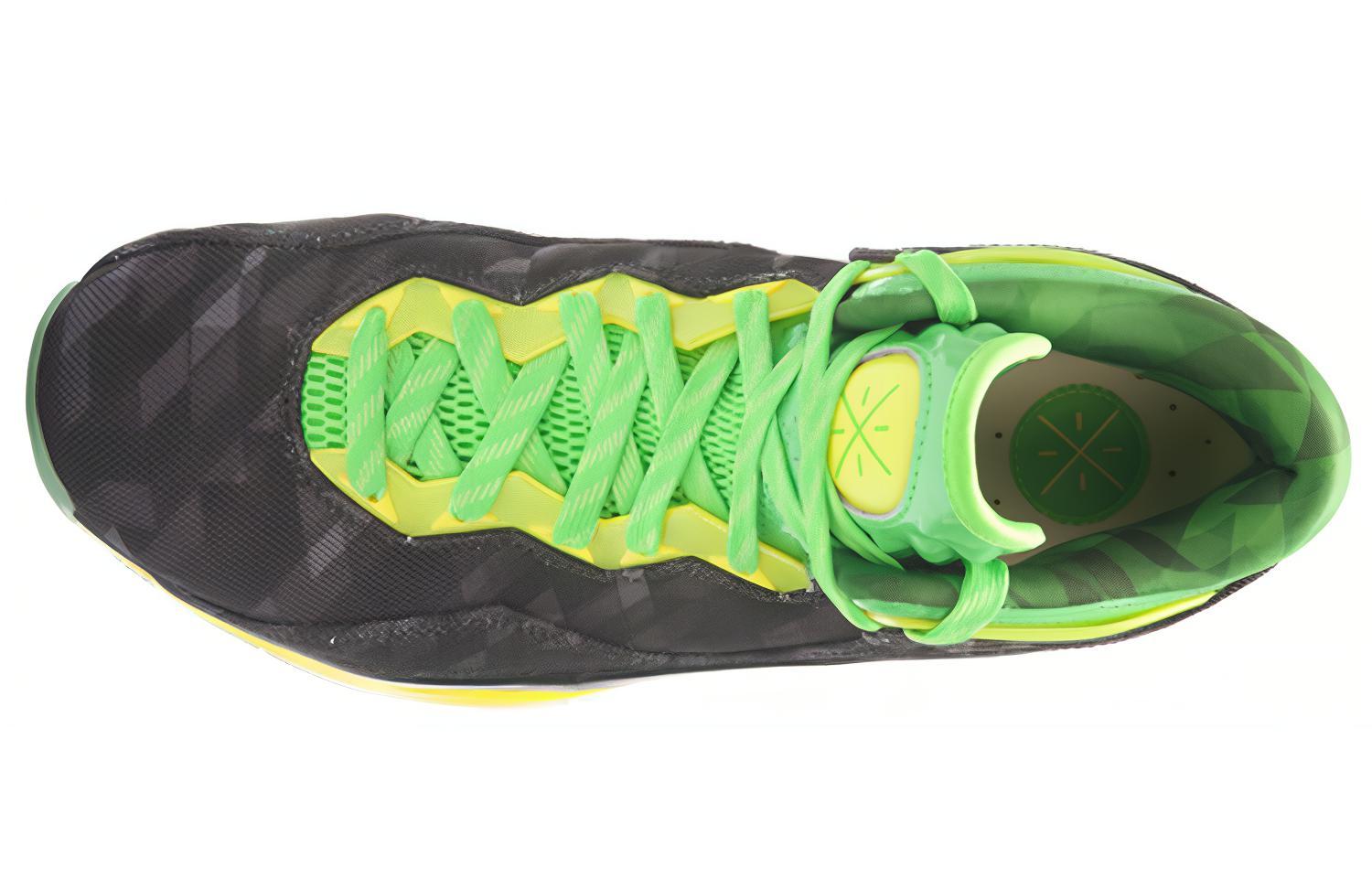 Li Ning WOW 3 Cushioning, Wear Resistant Mid top Basketball Shoes Men’s Black Green Yellow