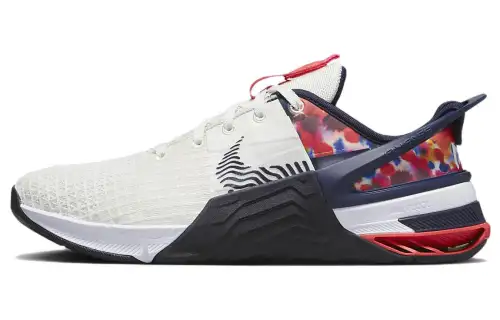 Nike Metcon 8 FlyEase fabric TPU shock-absorbing, non-slip, breathable and lightweight low-cut training shoes for women, white, red and blue