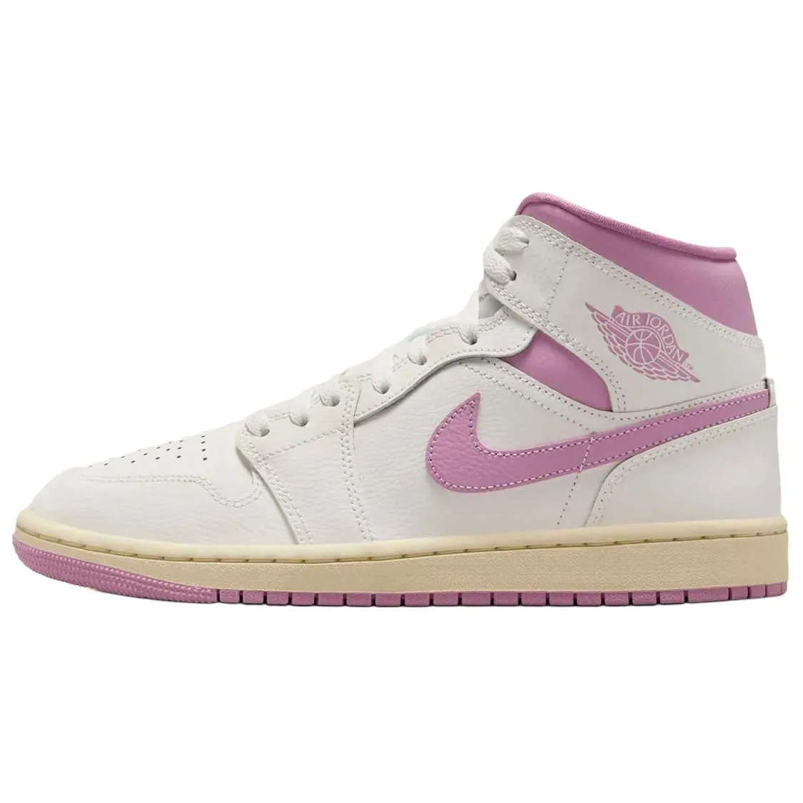 Jordan Air Jordan 1 Slip Resistant Abrasion Resistant Mid top Vintage Basketball Shoes Women's White Purple